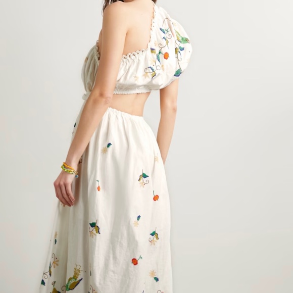 FARM RIO Pitanga Embroidery One Shoulder Cut Out Maxi Dress - Picture 7 of 16